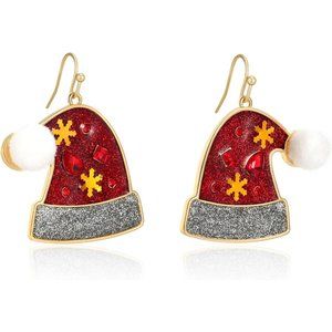 Gingerbread man garland deer colorful light bulbs Earrings Christmas Decoration